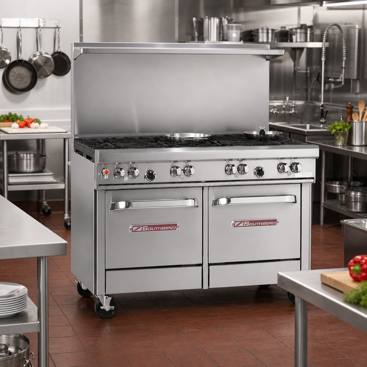 Product image #2 for Southbend Ultimate 48-Inch Commercial Gas Range with 7 Burners, Convection Oven, and Cabinet Base