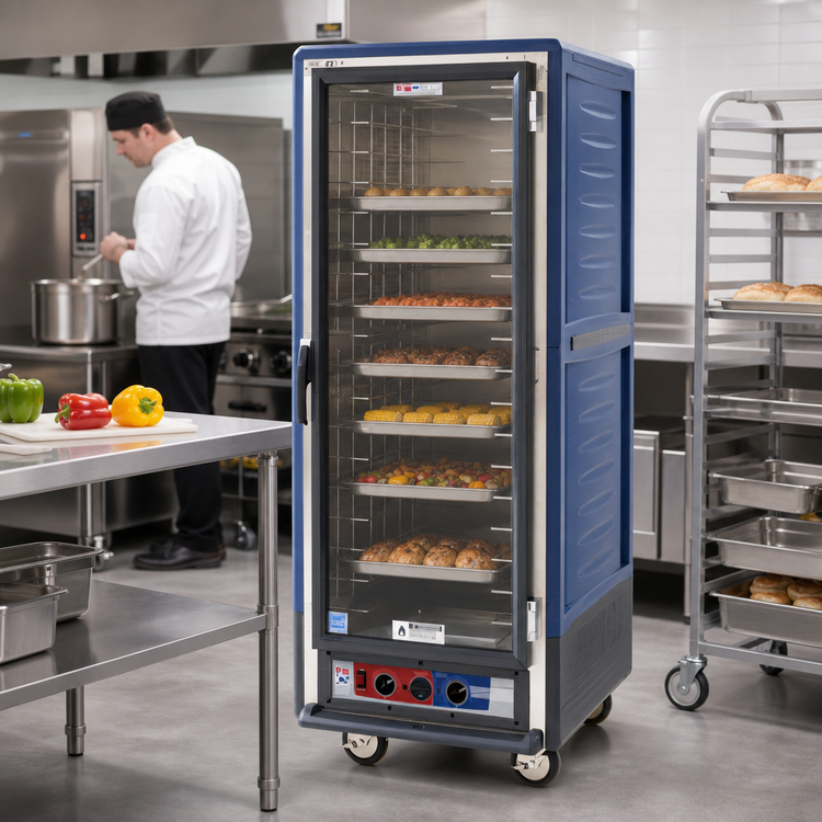 Product image #2 for Metro C5 Insulation Armour Full-Height Heated Holding Cabinet with Clear Door and Fixed Wire Slides, Blue