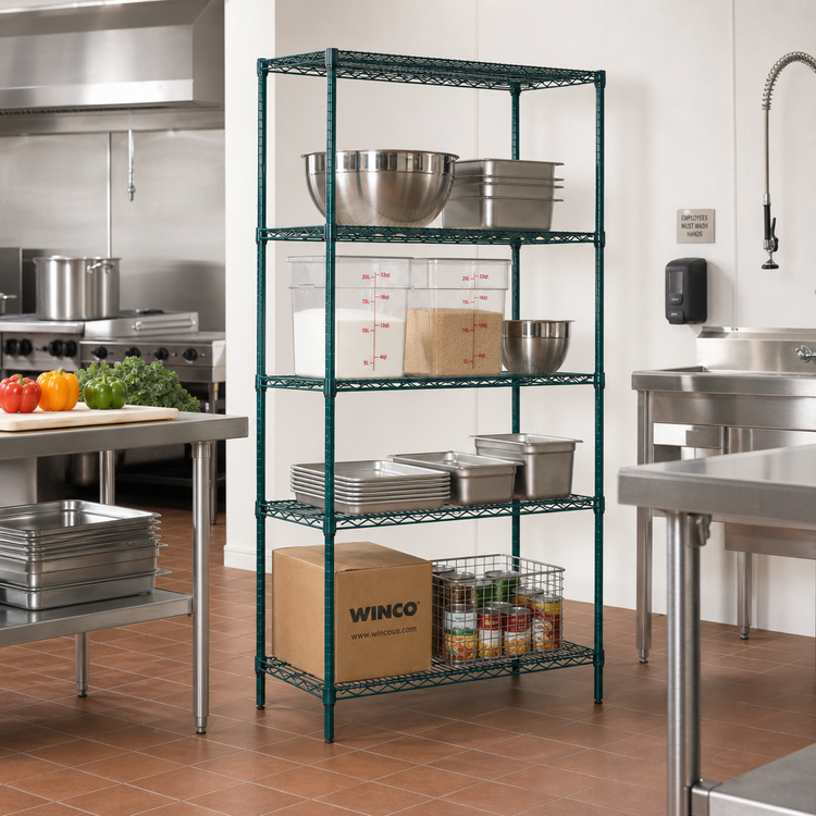 Product image #2 for Winco 24" x 36" x 72" 4-Tier Stationary Wire Shelving Set