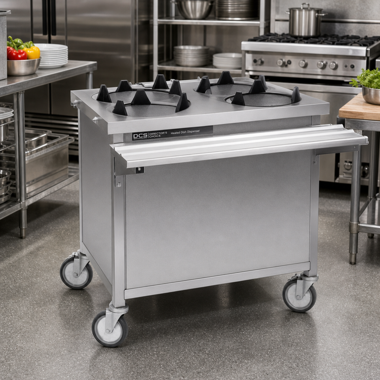 Product image #2 for Director's Choice DCS-PUD-2TH Mobile Heated Dish Dispenser with Two Tubes