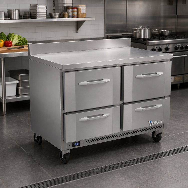 Product image #2 for Victory Refrigeration VWFD60HC-4 60-Inch Two-Section Worktop Freezer Counter with 4 Drawers