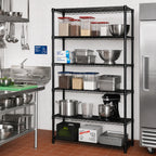 Thumbnail image #2 for Quantum WR74-1272BK-5 Stationary Wire Shelving Starter Kit, 72" W x 12" D x 74" H, 5 Shelves, Black Epoxy Finish