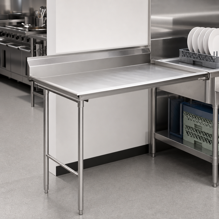 Product image #2 for Eagle Group Straight Clean Dishtable, 48 Inch x 30 Inch, Right-to-Left Operation, 16/304 Stainless Steel Top