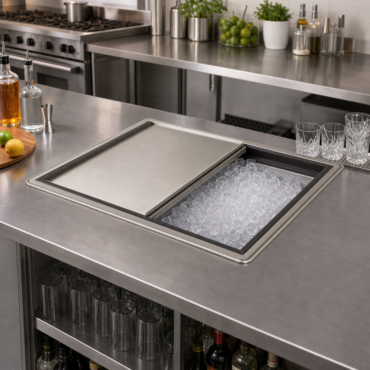 Product image #2 for Krowne Large Drop-In Ice Bin with 10-Circuit Cold Plate, 27 x 20 Inch, 73 lb. Capacity