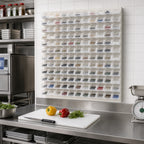 Thumbnail image #2 for Quantum QLP-4861HC-220-165CL Wall-Mounted Louvered Panel Starter Unit with 165 Clear Bins, 48 x 8 x 61 Inches, Oyster White Steel