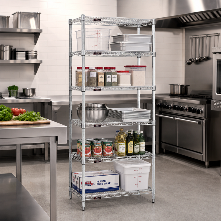 Product image #2 for Eagle Group 5-Tier Chrome-Plated Wire Shelving Starter Unit, 36"W x 24"D x 86"H