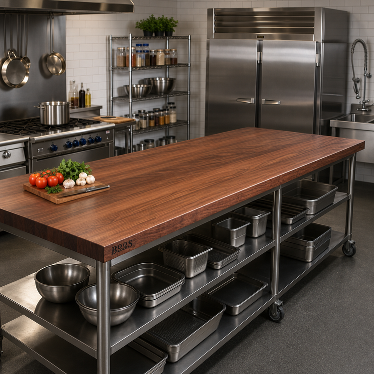 Product image #2 for Boos Block 96-Inch x 25-Inch Full-Length Edge-Grain American Black Walnut Kitchen Countertop with Varnique Finish