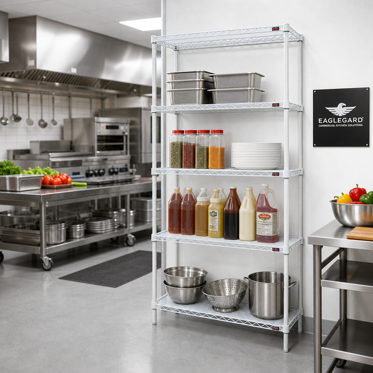 Product image #2 for EagleGard 4-Tier Add-On Wire Shelving Unit, 30 x 24 x 74 Inches, Hybrid Epoxy Finish
