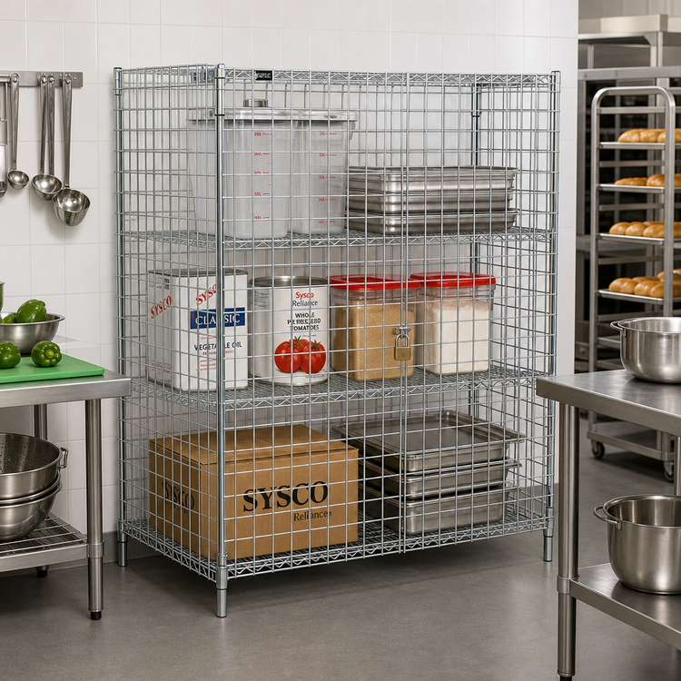 Product image #2 for Quantum Stationary Wire Security Cage Unit, 60"W x 24"D x 63"H, Chrome Finish