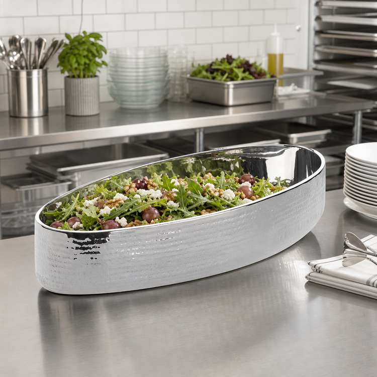 Product image #3 for American Metalcraft Hammered Double-Wall Oval Serving Bowl, 216 oz.