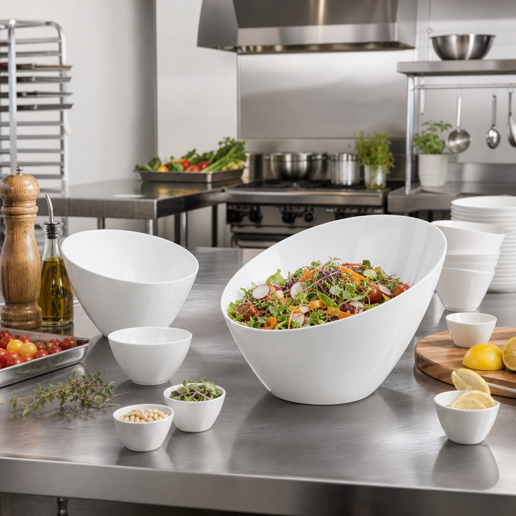 Product image #2 for Endurance 112 oz Slanted Round Melamine Serving Bowl, White