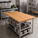 Thumbnail image #2 for John Boos Appalachian OKT7242-O Red Oak Edge Grain Island Countertop, 72 x 42 x 1-1/2 Inch, Penetrating Oil Finish, Flat No-Backsplash