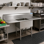 Thumbnail image #2 for BK Resources BKS6-1-24-14-24TS 1-Compartment Stainless Steel Sink, 24 x 24 x 14-Inch Bowl, Left & Right 24-Inch Drainboards, 10-Inch Backsplash