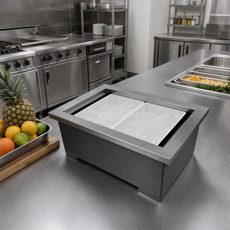 Product image #2 for Portable Insulated Single Ice Well, Fits 1 Full-Size Template, Brushed Aluminum, Black, Without Lid