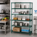 Thumbnail image #2 for Quantum 54 Inch W x 14 Inch D x 63 Inch H Wire Shelving Starter Kit, 5 Shelves, Green Epoxy Finish