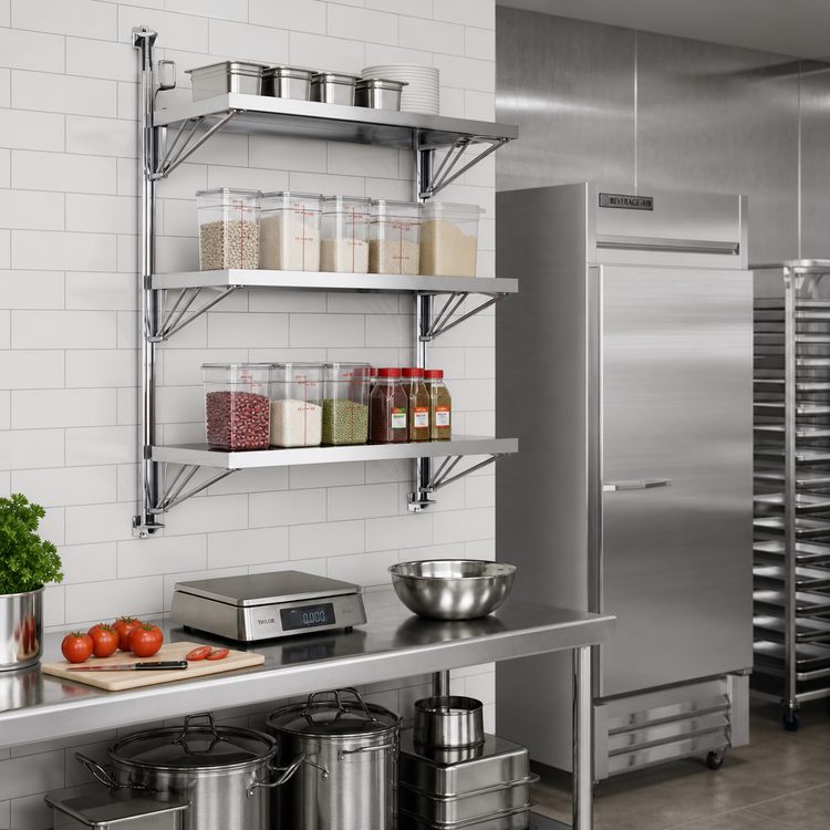 Product image #2 for Eagle Adjustable Post Wire Wall Mount Mid Unit for 14-Inch Shelves, 54-Inch Post, Chrome Plated