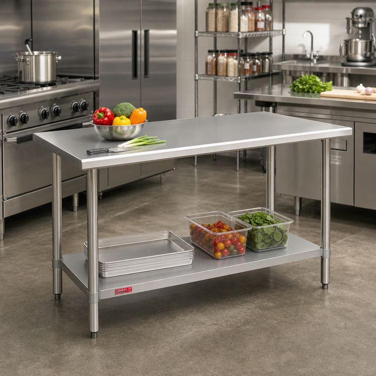 Product image #2 for Duke 30 x 24 Inch 16-Gauge 400-Series Stainless Steel Work Table with Undershelf
