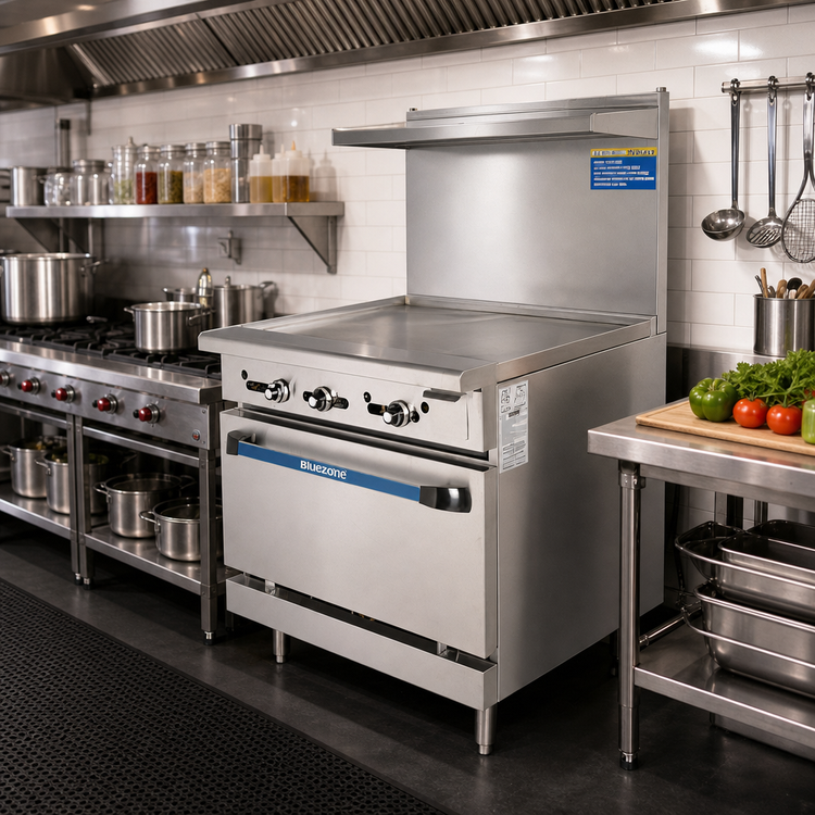 Product image #2 for 36-Inch Heavy Duty Natural Gas Restaurant Range with Thermostat-Controlled Griddle and Standard Oven