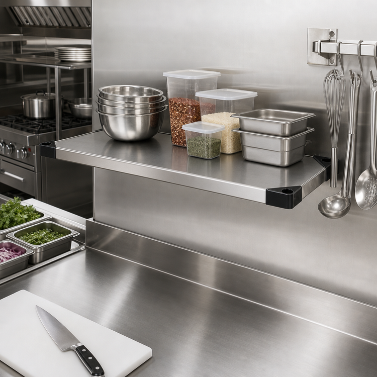 Product image #2 for Quantum 54"W x 21"D Solid 304 Stainless Steel Shelf with Marine Edge