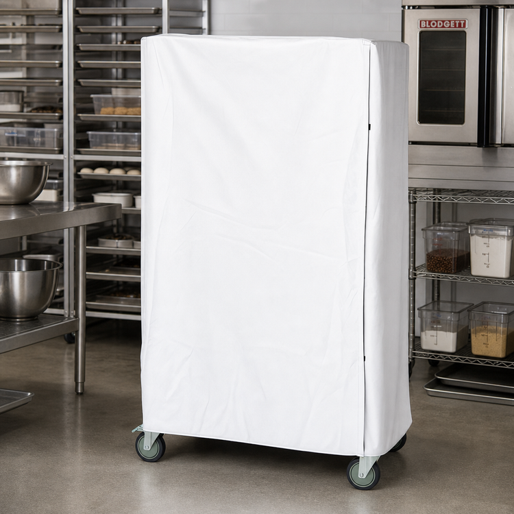 Product image #2 for Quantum 400 Denier White Nylon Wire Cart Cover with Zipper Flap, 24 x 36 x 74 Inches