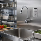 Thumbnail image #3 for Krowne Royal Series 16-191 Battery-Powered Touchless Electronic Faucet, 6-Inch Gooseneck Spout, Single-Hole Wall Mount, Polished Chrome
