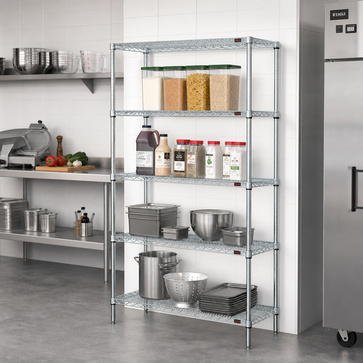 Product image #2 for EAGLEbrite 4-Tier Add-On Wire Shelving Unit, 24 Inch W x 18 Inch D x 74 Inch H, Zinc Finish
