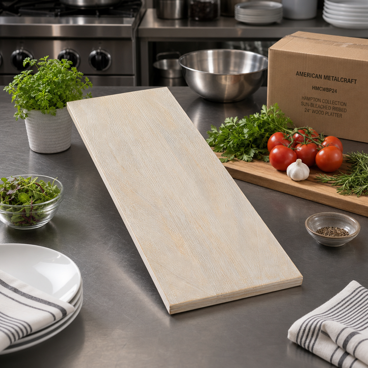 Product image #3 for American Metalcraft Hampton Collection Sun-Bleached Ribbed 24-Inch Wood Platter