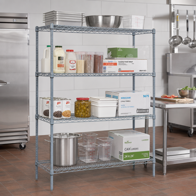 Product image #2 for Quantum 42 Inch x 30 Inch x 86 Inch Wire Shelving Starter Kit, 600-800 lb Capacity, Gray Epoxy Antimicrobial Finish