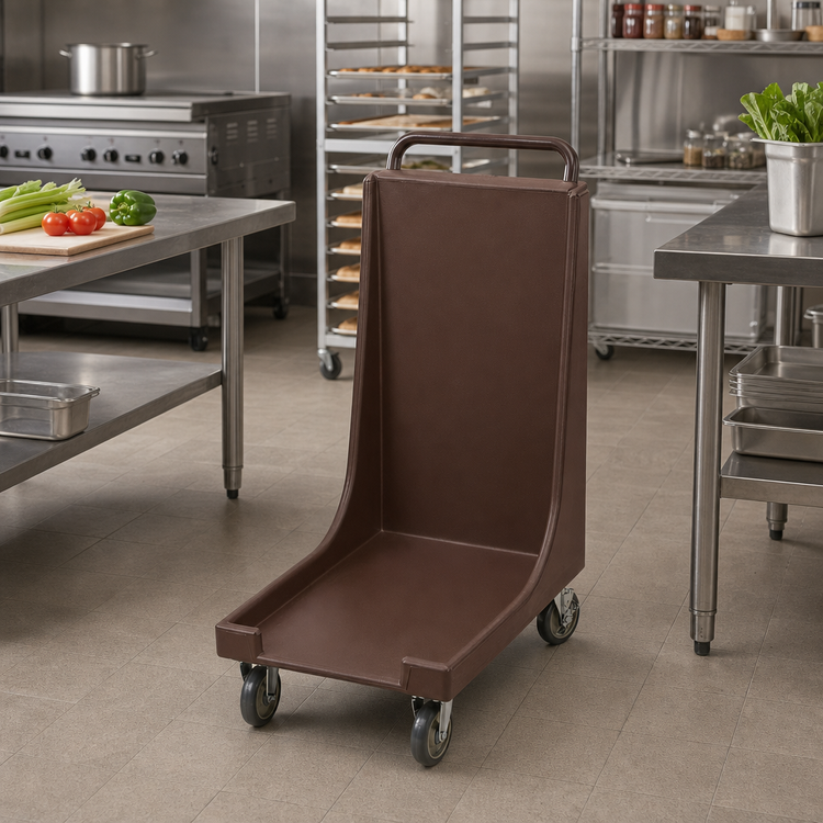 Product image #3 for Cambro Camdolly 18 x 26 Tray and Sheet Pan Transport Dolly with Handle, 300 lb Capacity, Dark Brown