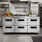 Thumbnail image #2 for Hoshizaki Steelheart UR72B-LPD6 72-Inch Low-Profile Three-Section Undercounter Refrigerator with Six Drawers, 18.27 Cu. Ft., Stainless Steel
