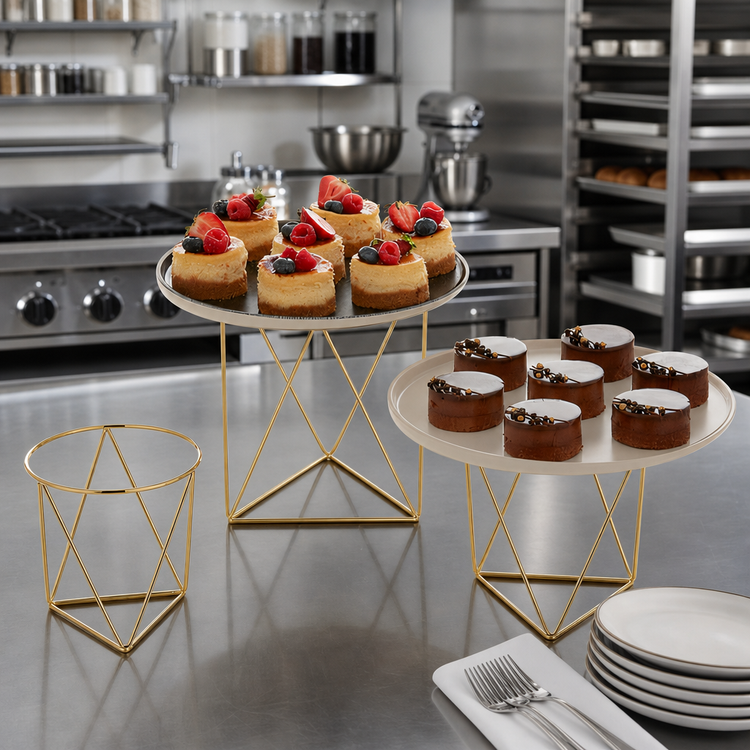 Product image #2 for American Metalcraft Geometric Gold Stainless Steel Buffet Riser Set, 3-Piece