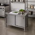 Thumbnail image #2 for John Boos Enclosed Work Table with Cabinet Base and Hinged Doors, 48-Inch W x 30-Inch D, 14-Gauge 300-Series Stainless Steel Top