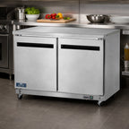 Thumbnail image #2 for Arctic Air AUC48R 48-1/4-Inch Two-Section Stainless Steel Worktop Refrigerator with 2 Solid Doors and Rear-Mounted Self-Contained Refrigeration