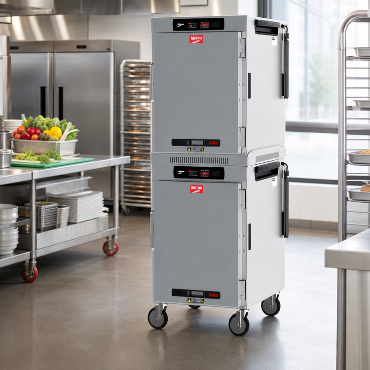 Product image #2 for Metro HotBlox™ Wide 16-Pan Dual-Cavity Pass-Thru Insulated Holding Cabinet with Digital Touchscreen, Solid Front / Clear Rear Doors
