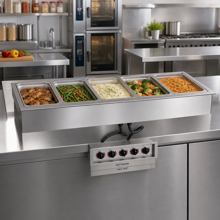 Product image #2 for Alto-Shaam Halo Heat Drop-In Electric Hot Food Well Unit, 5 Full-Size Pans, Large Flange