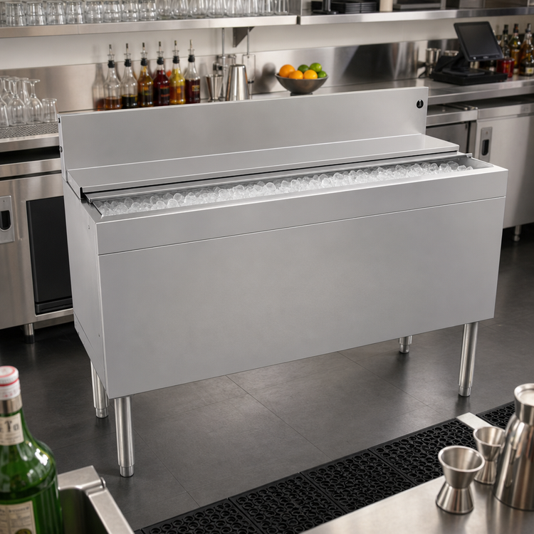 Product image #2 for Glastender 48-Inch Extra Deep Underbar Stainless Steel Ice Bin with Sliding Cover