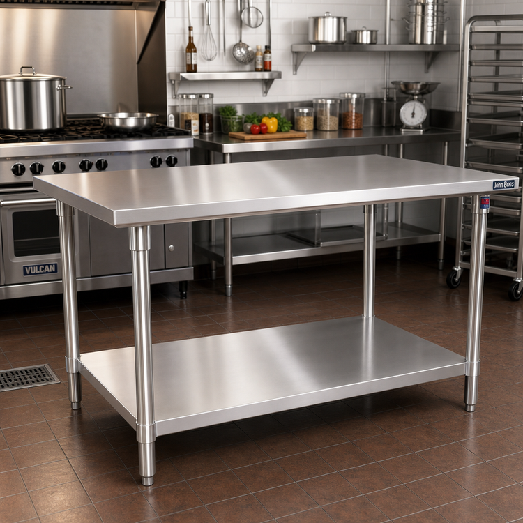 Product image #2 for John Boos Stallion 72 x 24-Inch Stainless Steel Flat Top Work Table with Adjustable Undershelf