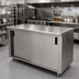 Thumbnail image #2 for Advance Tabco 120 x 36 Inch Enclosed Work Table with Sliding Door Cabinet Base and 14-Gauge 304 Stainless Steel Top