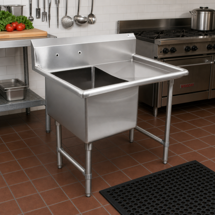 Product image #2 for John Boos B Series Freestanding 1-Compartment Stainless Steel Sink with Right-Hand Drainboard