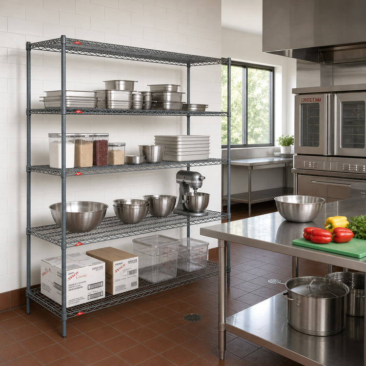 Product image #2 for Super Erecta Convenience Pak 4-Shelf Wire Shelving Unit, 60"W x 24"D x 74"H, Metroseal 3 Finish