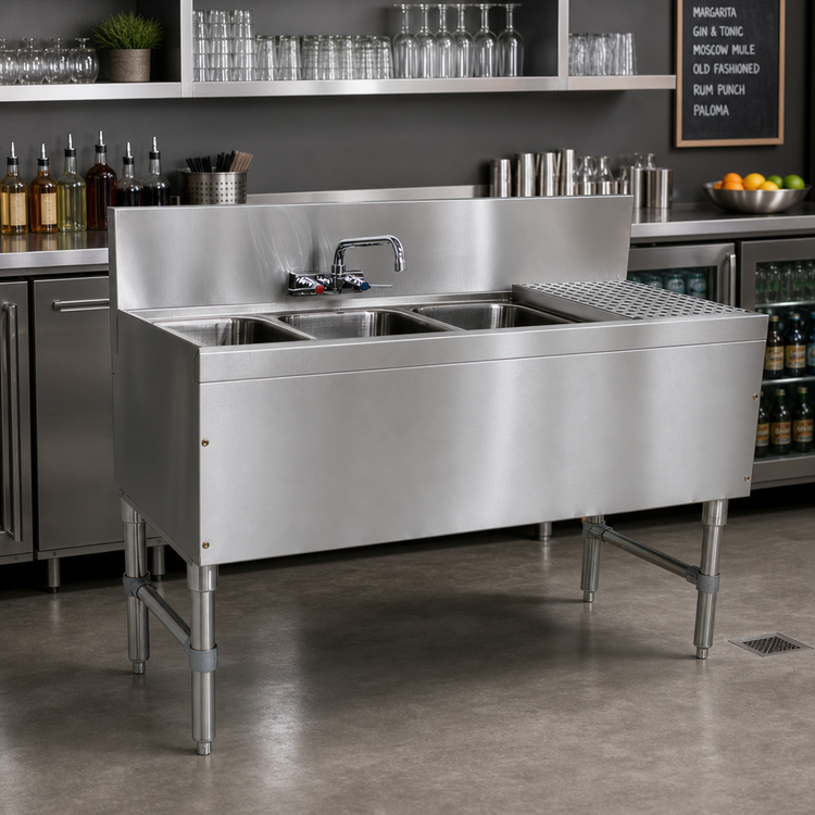 Product image #2 for Advance Tabco Prestige Stainless Steel 2-Compartment Underbar Sink Unit with Right Drainboard