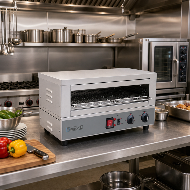 Product image #2 for Eurodib Heavy Duty Countertop Electric Salamander Broiler, 18.1 x 10.2-Inch Cooking Surface, Quartz Elements