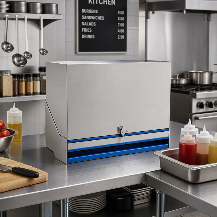 Product image #2 for Advance Tabco Prestige Double-Tier Stainless Steel Speed Rail with Locking Cover, 30 Inch, 14-Bottle Capacity
