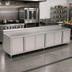 Thumbnail image #2 for John Boos 132 Inch x 24 Inch Stainless Steel Enclosed Work Table with Cabinet Base and 5 Inch Backsplash