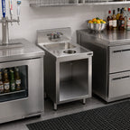 Thumbnail image #2 for Krowne Royal Series KR24-S18C Freestanding Stainless Steel Underbar Hand Sink with Open Front, 14 x 10 x 10 in Bowl, Splash-Mount Faucet