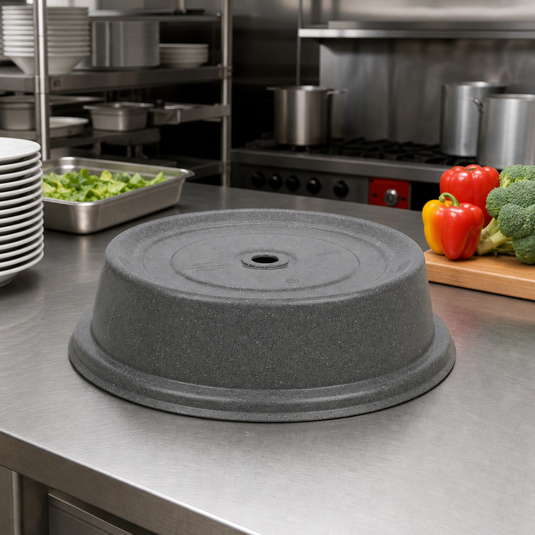 Product image #3 for Cambro Versa Camcover Round Fiberglass Plate Cover, 10-3/4-Inch Inside Diameter, Granite Gray