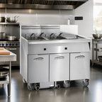 Thumbnail image #2 for Imperial (Middleby) IFSCB350EU Triple-Tank Electric Floor Fryer, 50 lb. per Tank, Built-In Filter, Dump Station