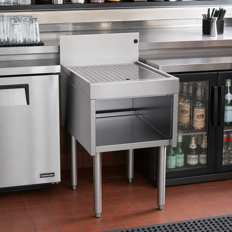 Product image #2 for Glastender DBHB-18-LD Underbar Drainboard Half Cabinet, Open Front, 18 x 24 Inches, Stainless Steel