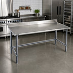 Thumbnail image #2 for Eagle Group Budget Series T36120STB-BS 120-Inch x 36-Inch 430 Stainless Steel Work Table with 4-1/2-Inch Backsplash, Open Base