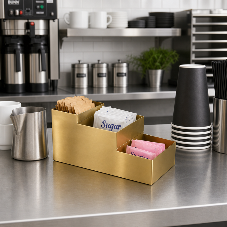 Product image #3 for American Metalcraft 3-Section Gold Metal Coffee Caddy, 4 x 4 Inches